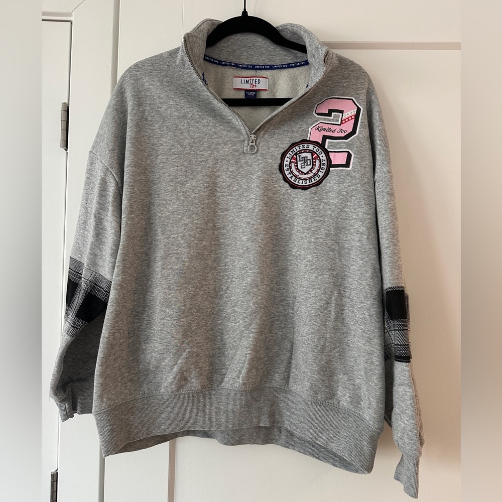 Limited Too Gray and Pink Girl’s Half Zip Sweatshirt
